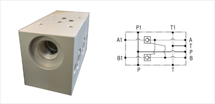 block with pilot operated check valve for directional valve 3