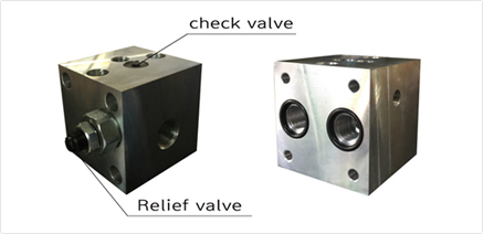 Block for relief and check valve